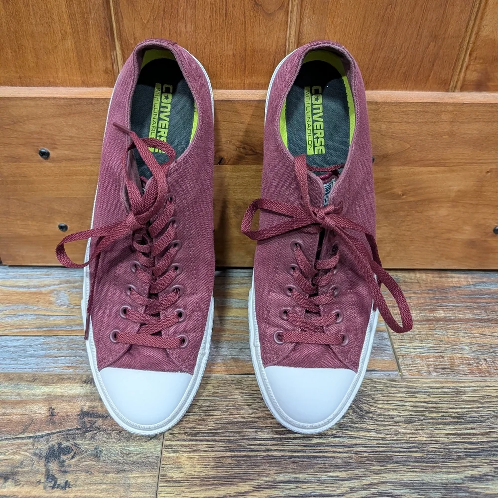 Converse Chuck Taylor II Lunarlon Burgundy Low Top Sneakers Size 11.5 Men - Picture 8 of 9